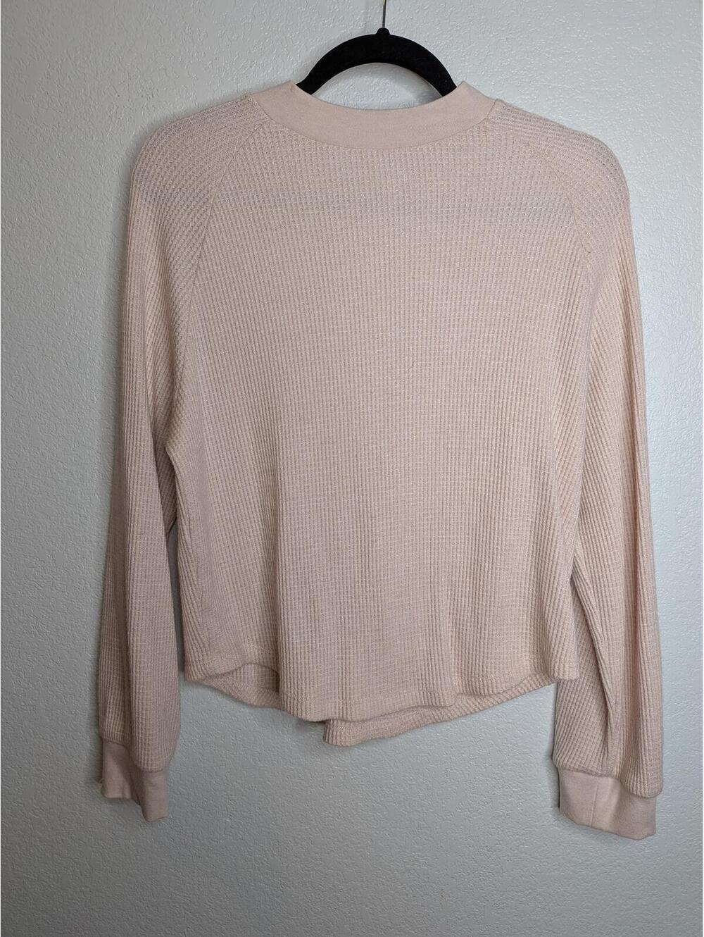Madewell Waffle Knit Mock Neck Pullover Sweater Blush Pink Size Large